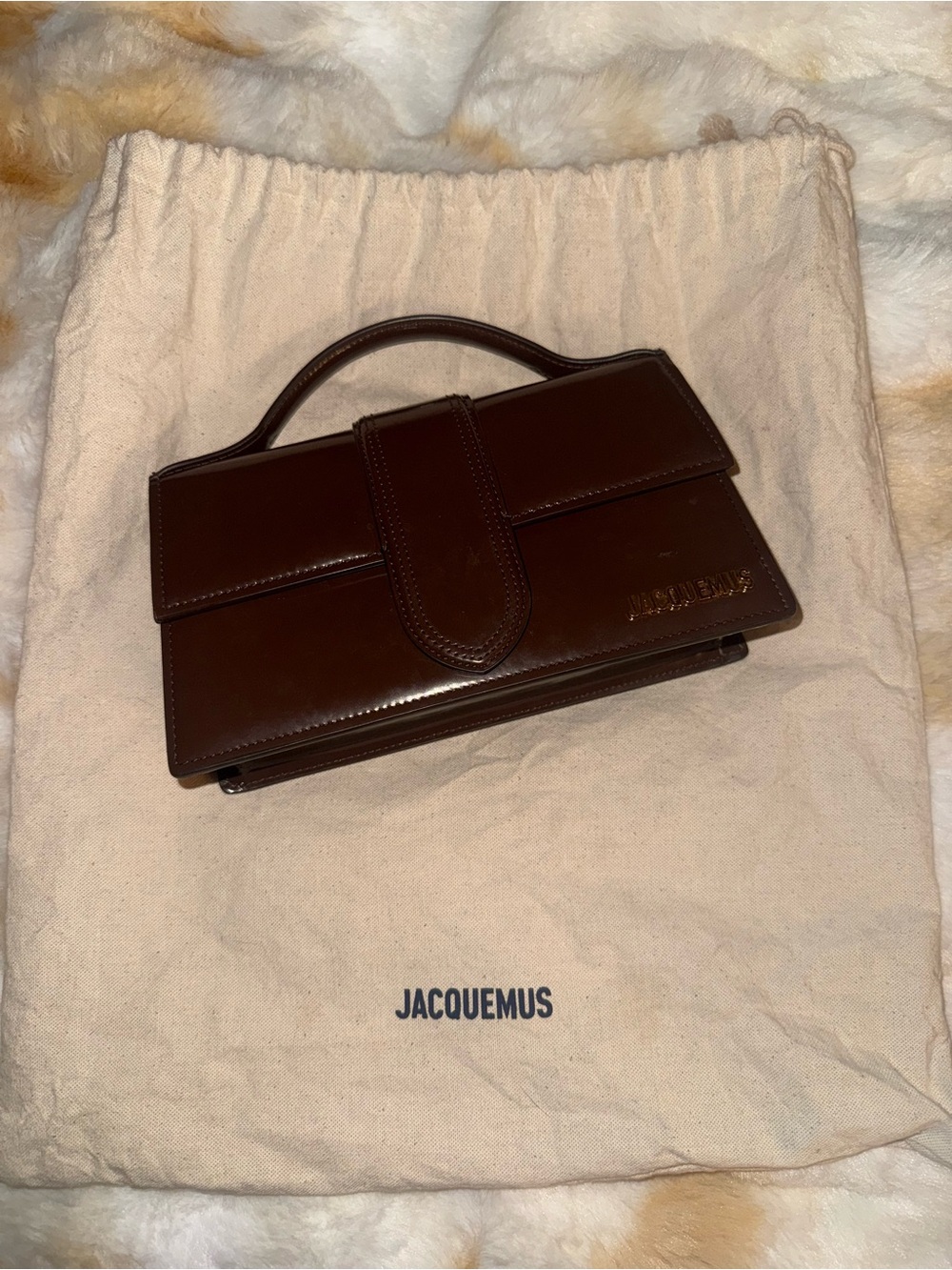Jacquemus Dark Brown Leather Top-Handle Mini Bag
